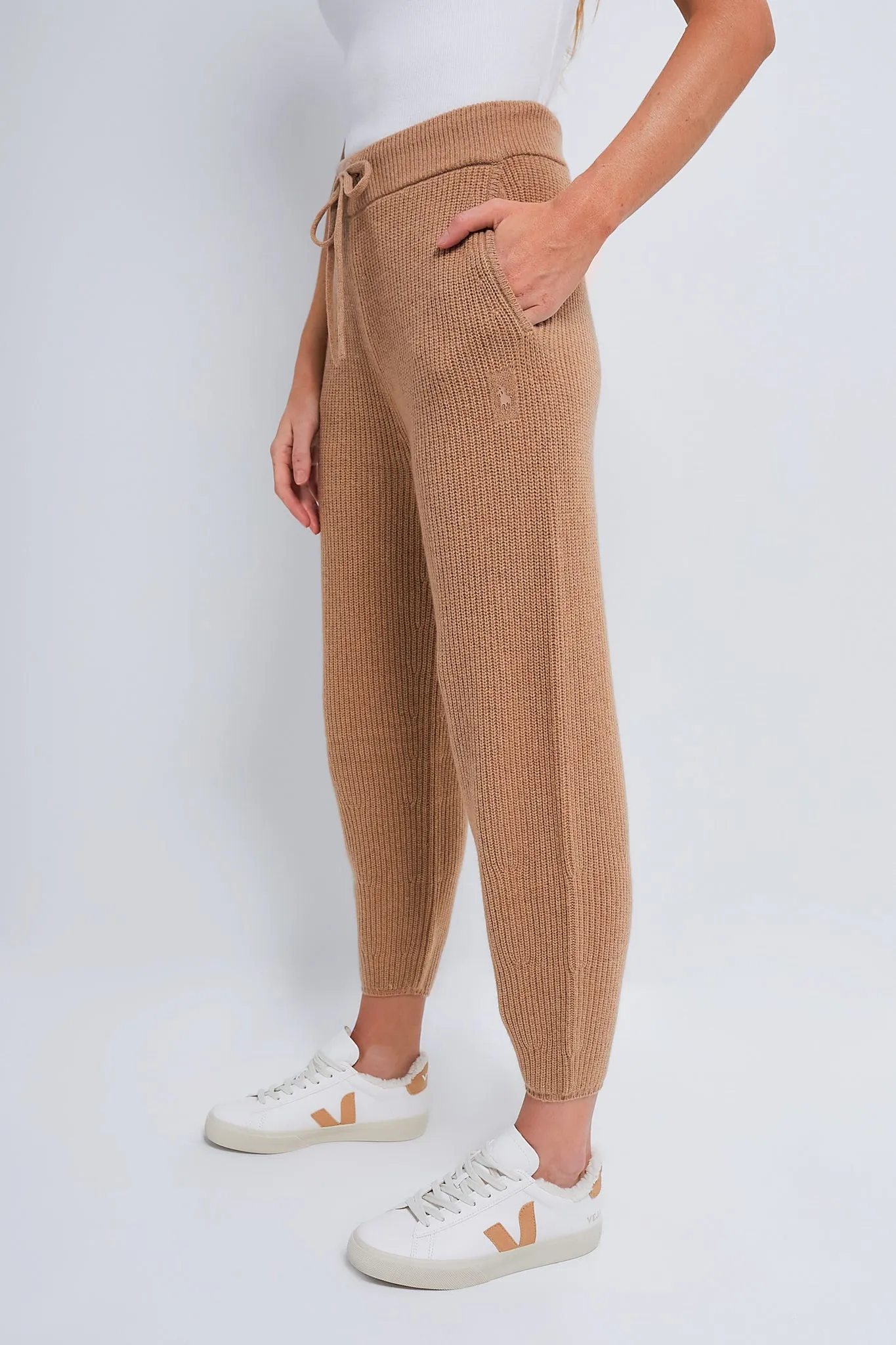 Camel Melange Cashmere Wool Blend Jogger