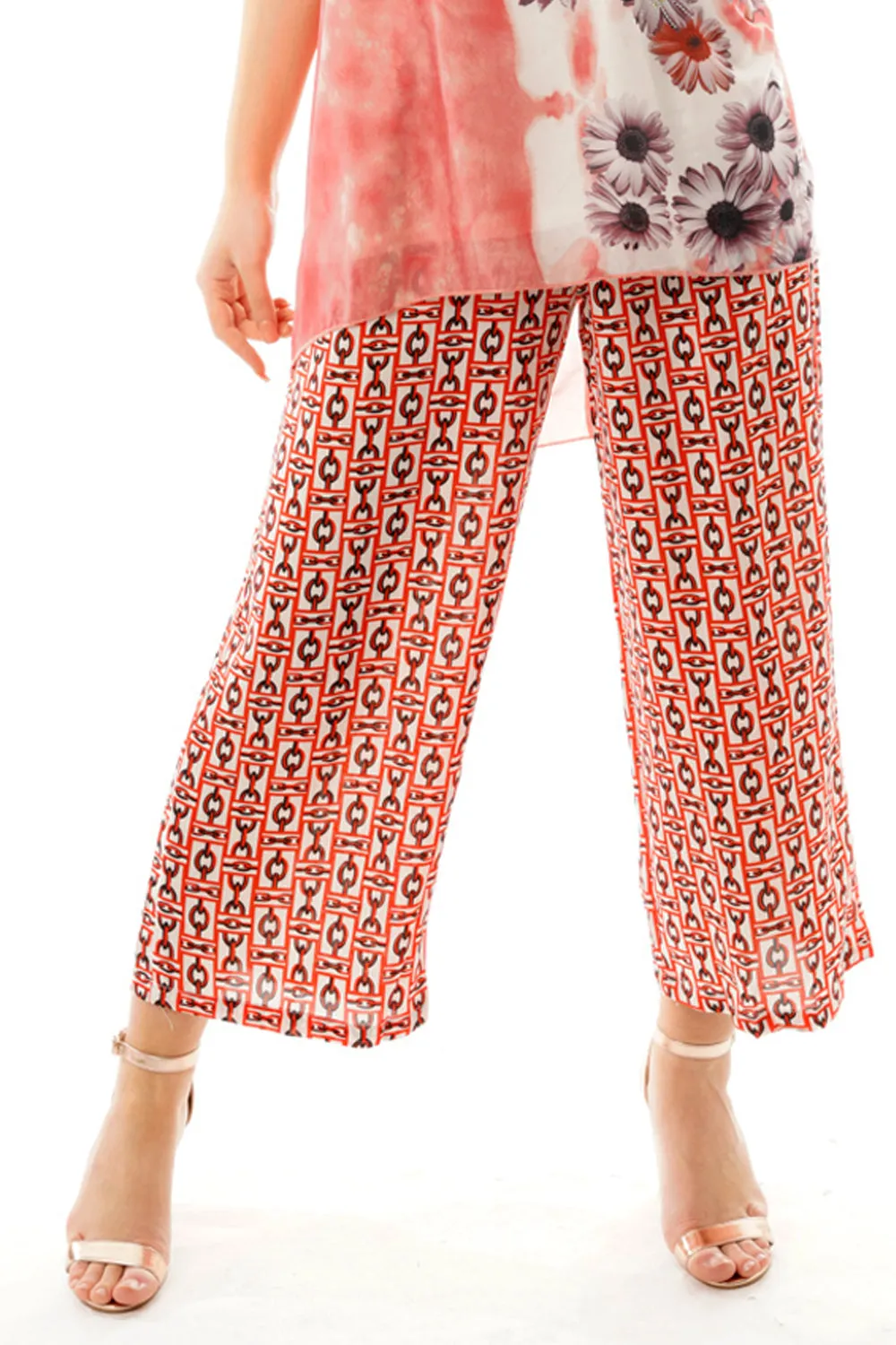 Chain Print High Waist Culotte Trouser