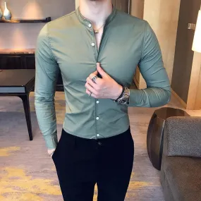 Classy Ravishing Ocean Green Cotton Button-Up Shirt For Men