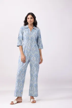 Conventional Blue Cotton Jumpsuit