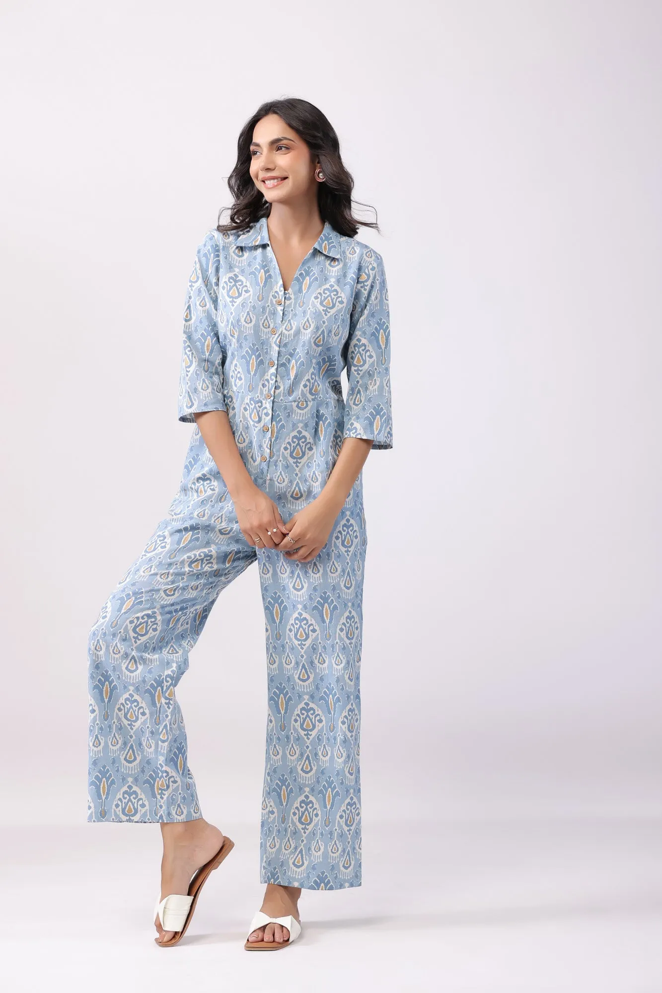 Conventional Blue Cotton Jumpsuit