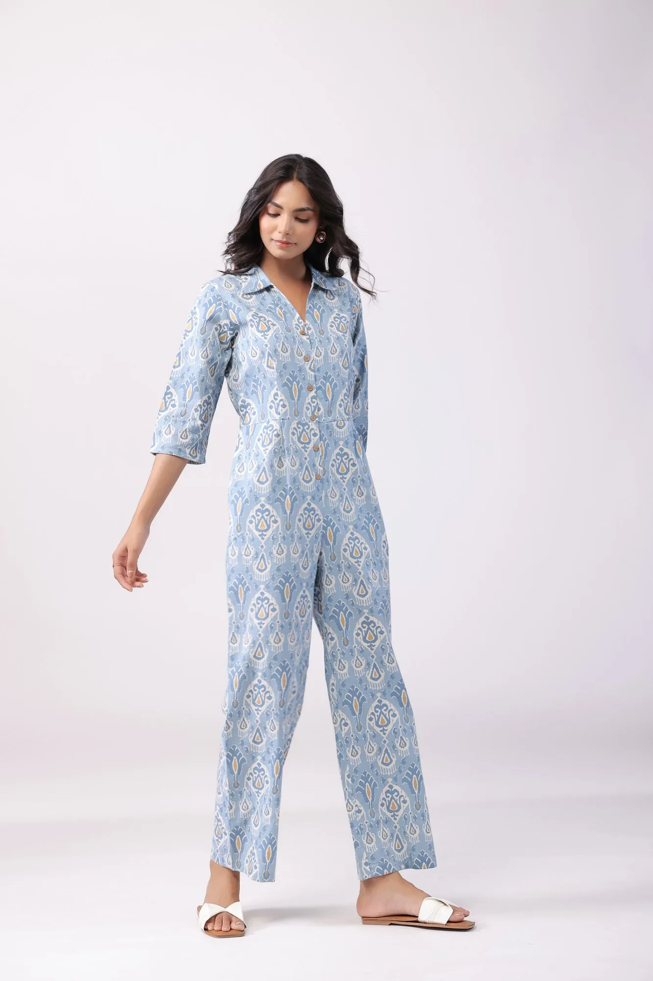 Conventional Blue Cotton Jumpsuit