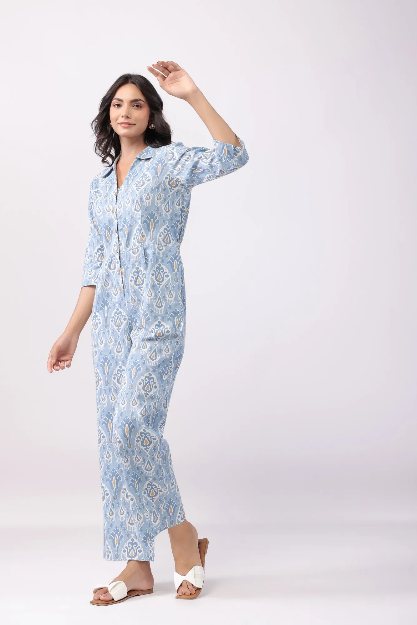 Conventional Blue Cotton Jumpsuit