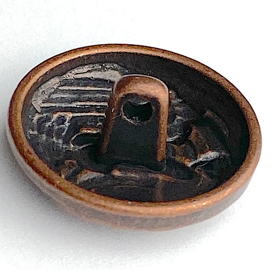 Copper/Black Mystery Flower 13/16"  Round Shank Back Metal Button 20mm  #SWC-145