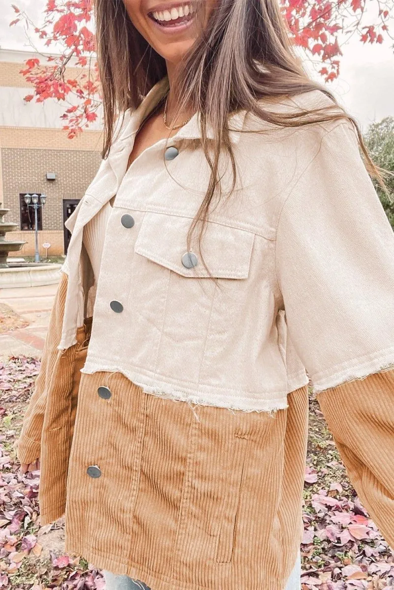 Corduroy Two Toned Khaki Jacket