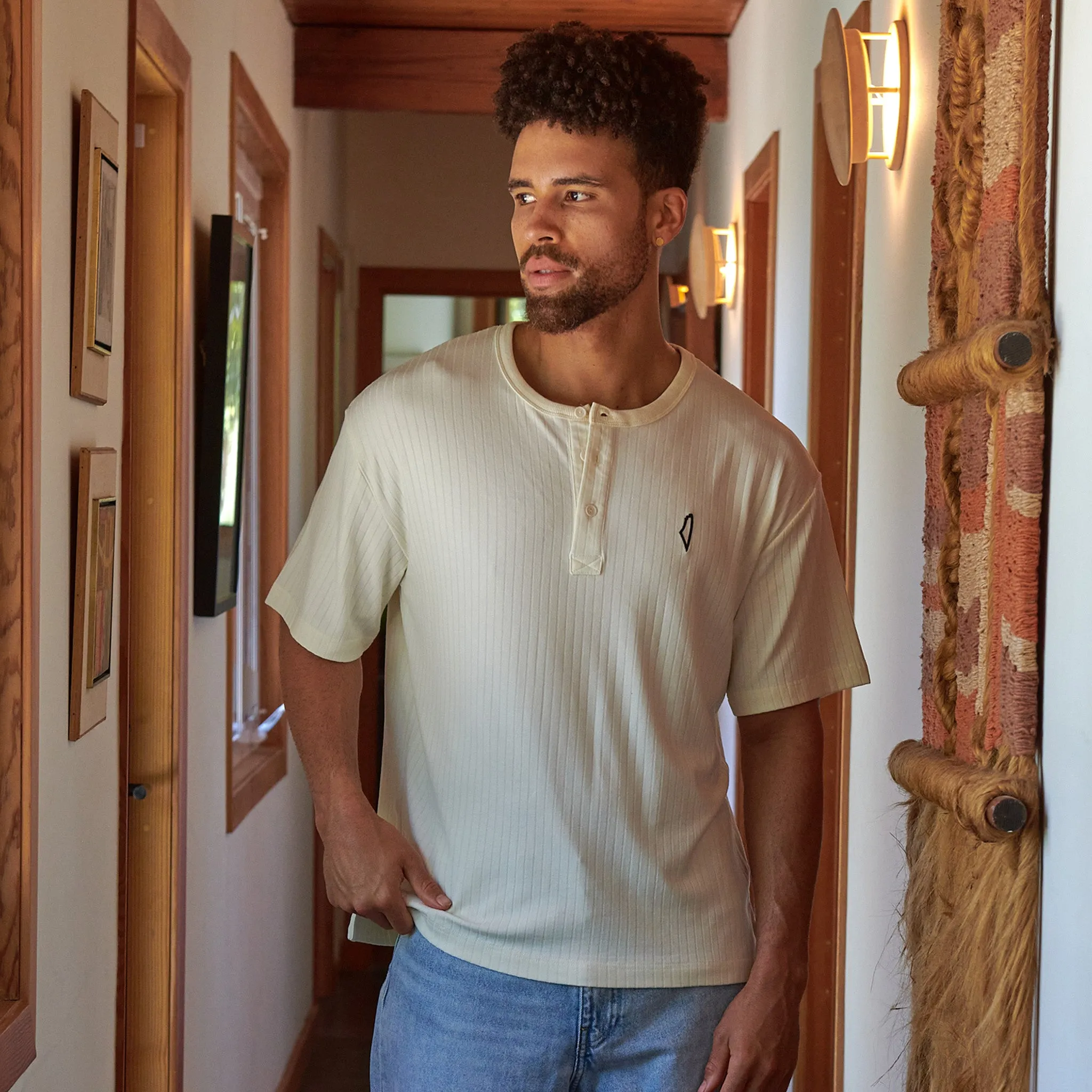 Core Henley Polo Bone