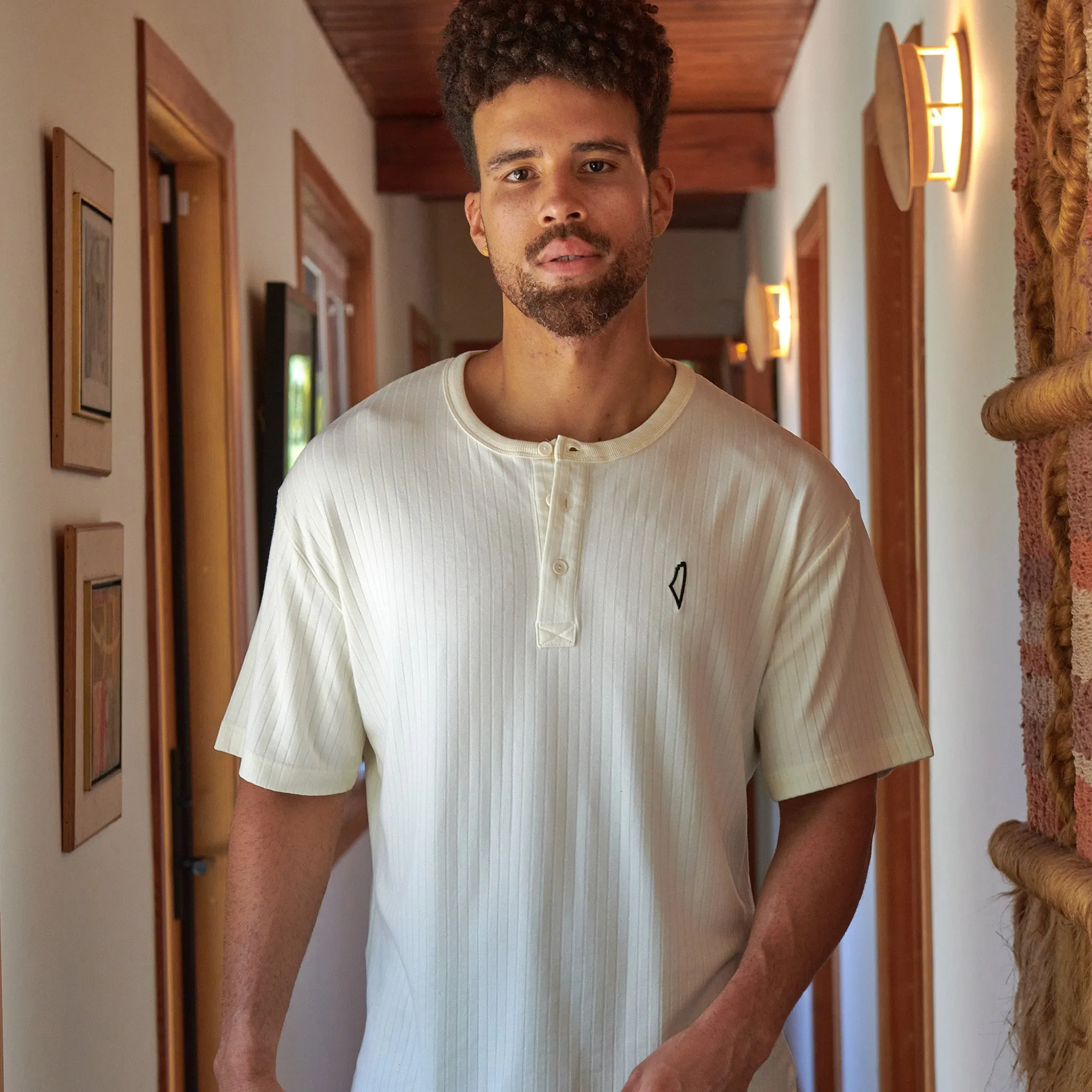 Core Henley Polo Bone