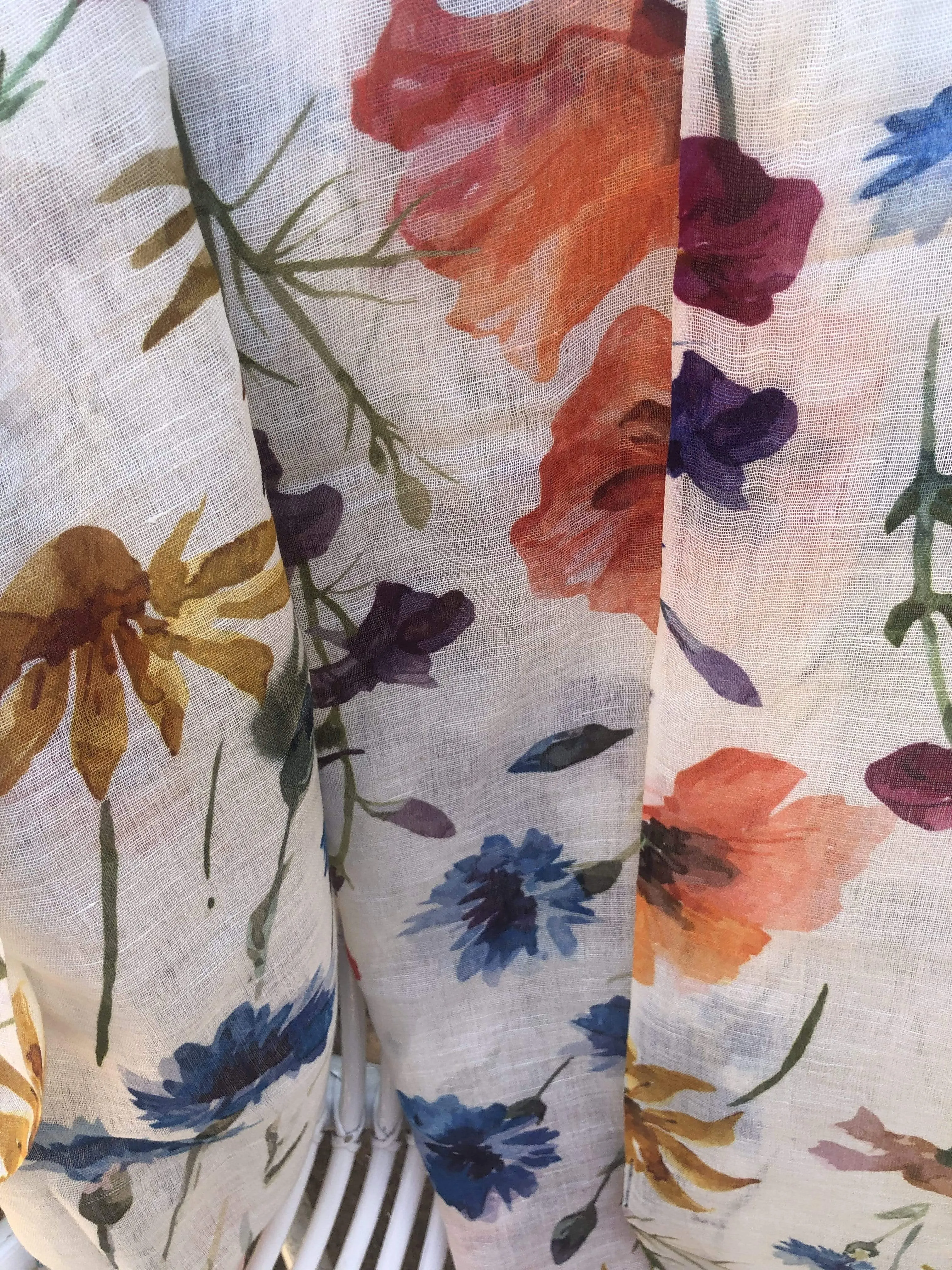 Cotton Linen Scarf -Multi Floral Delight