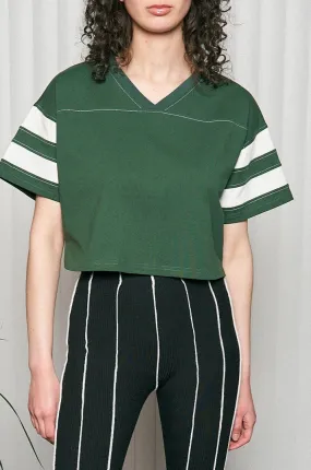 Crop Football T-Shirt Green