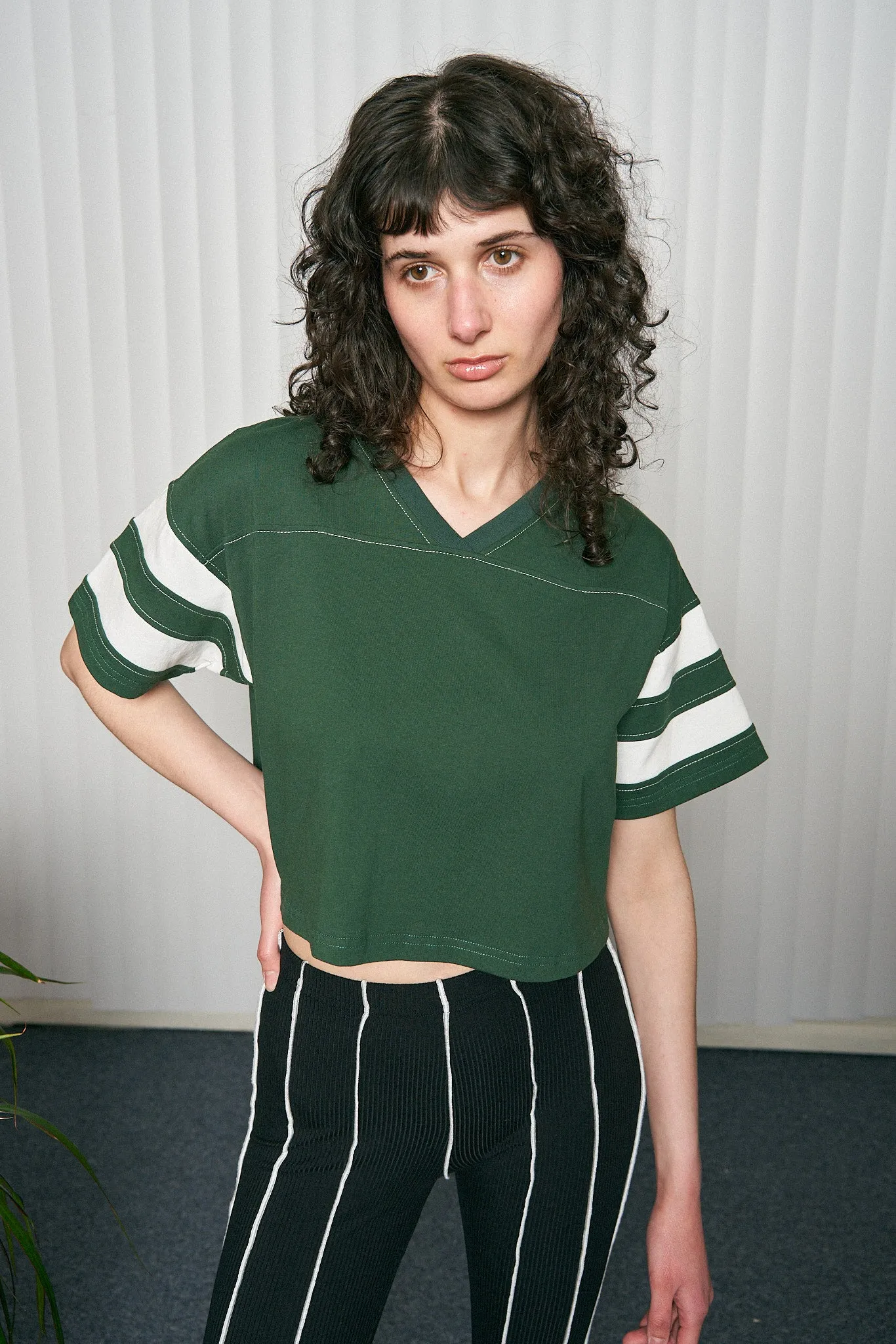 Crop Football T-Shirt Green