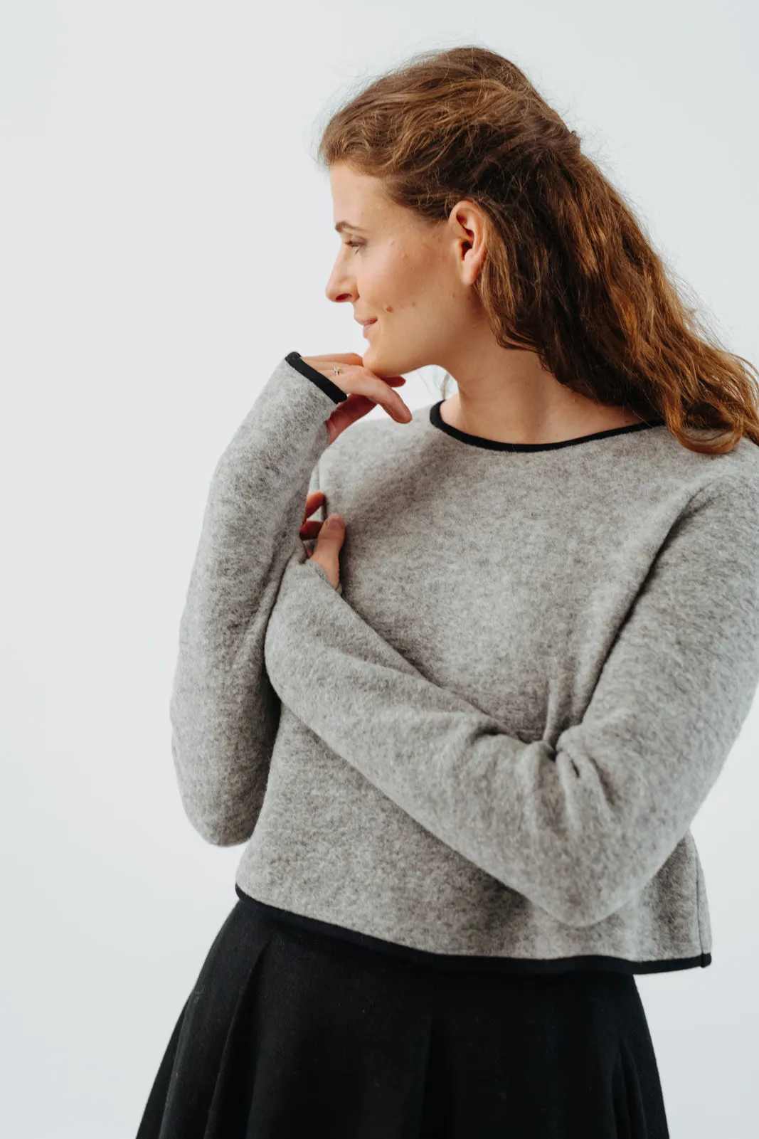 Crop Sweater, Wool, Light Grey