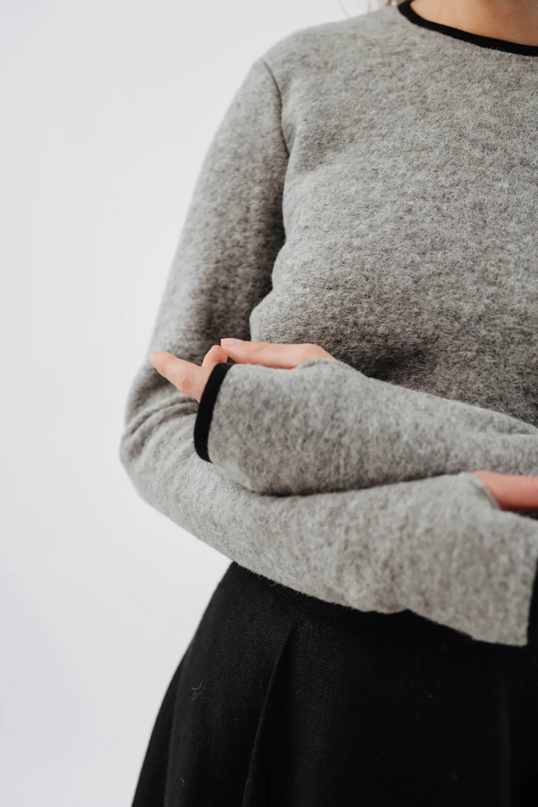 Crop Sweater, Wool, Light Grey