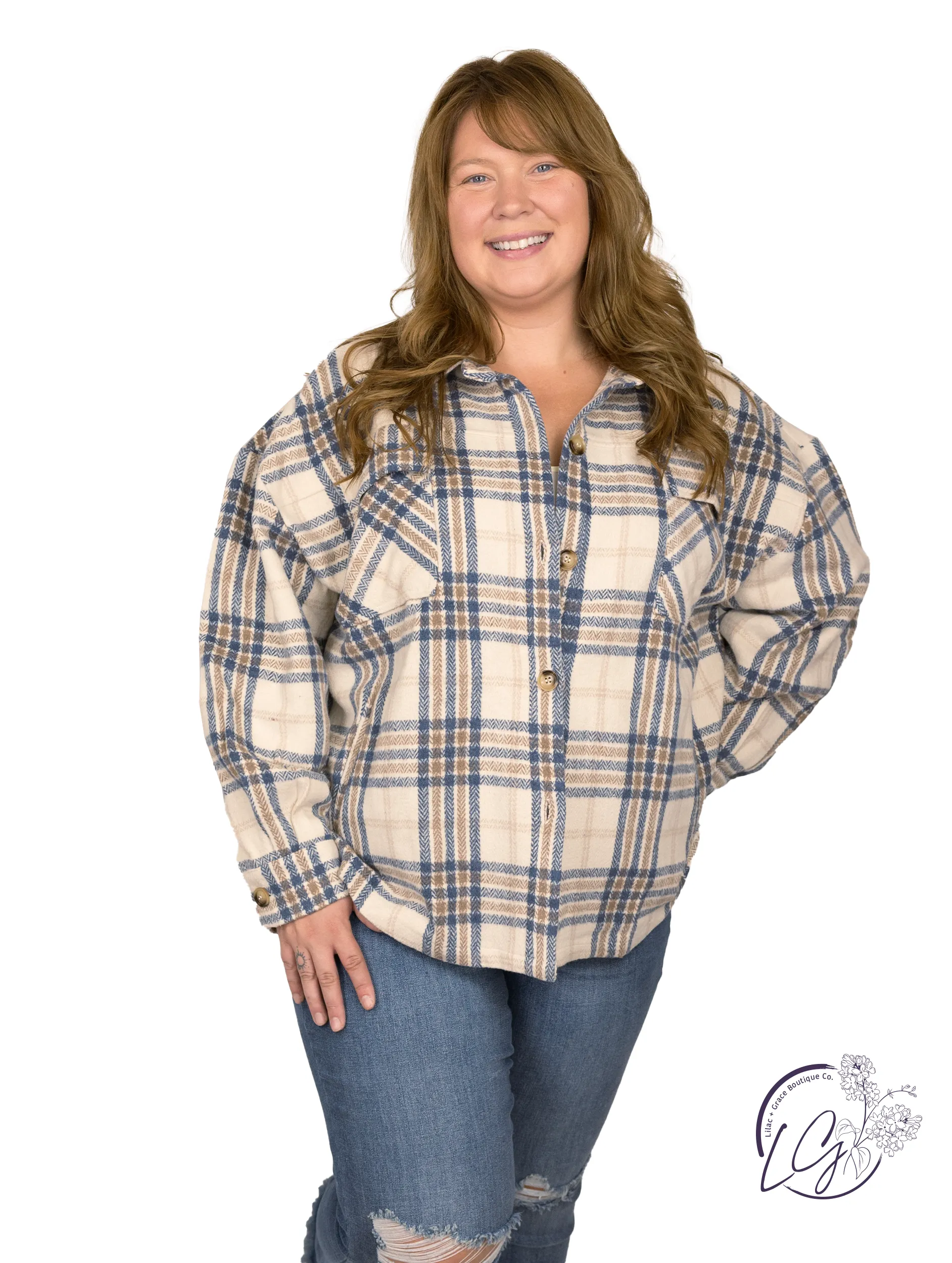 Curvy Plaid Perfection Oversized Shacket