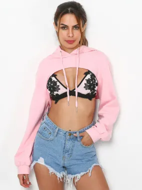 Cutout cropped hoodie sweater