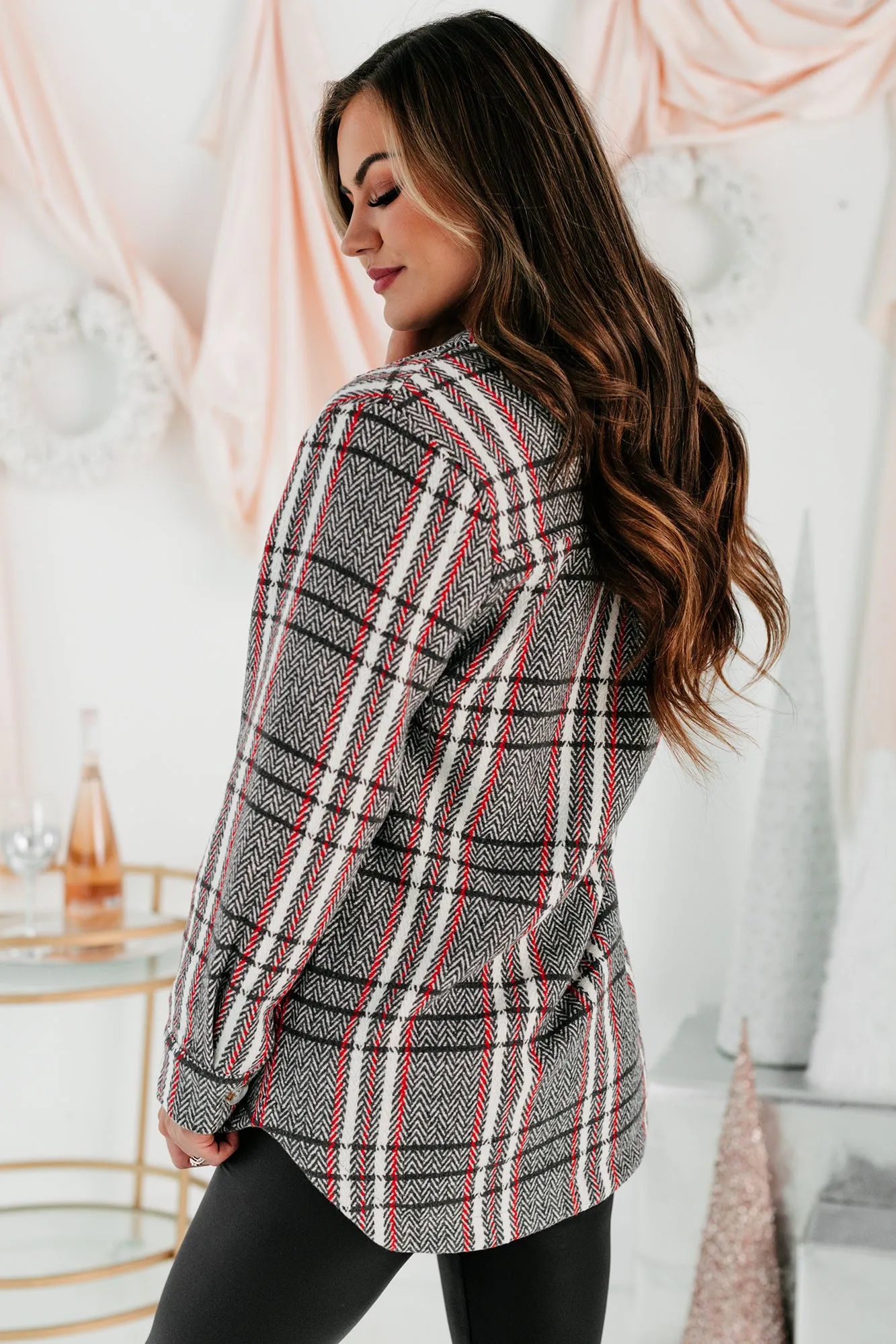 Dashing Away All Plaid Coat (Grey/Red)