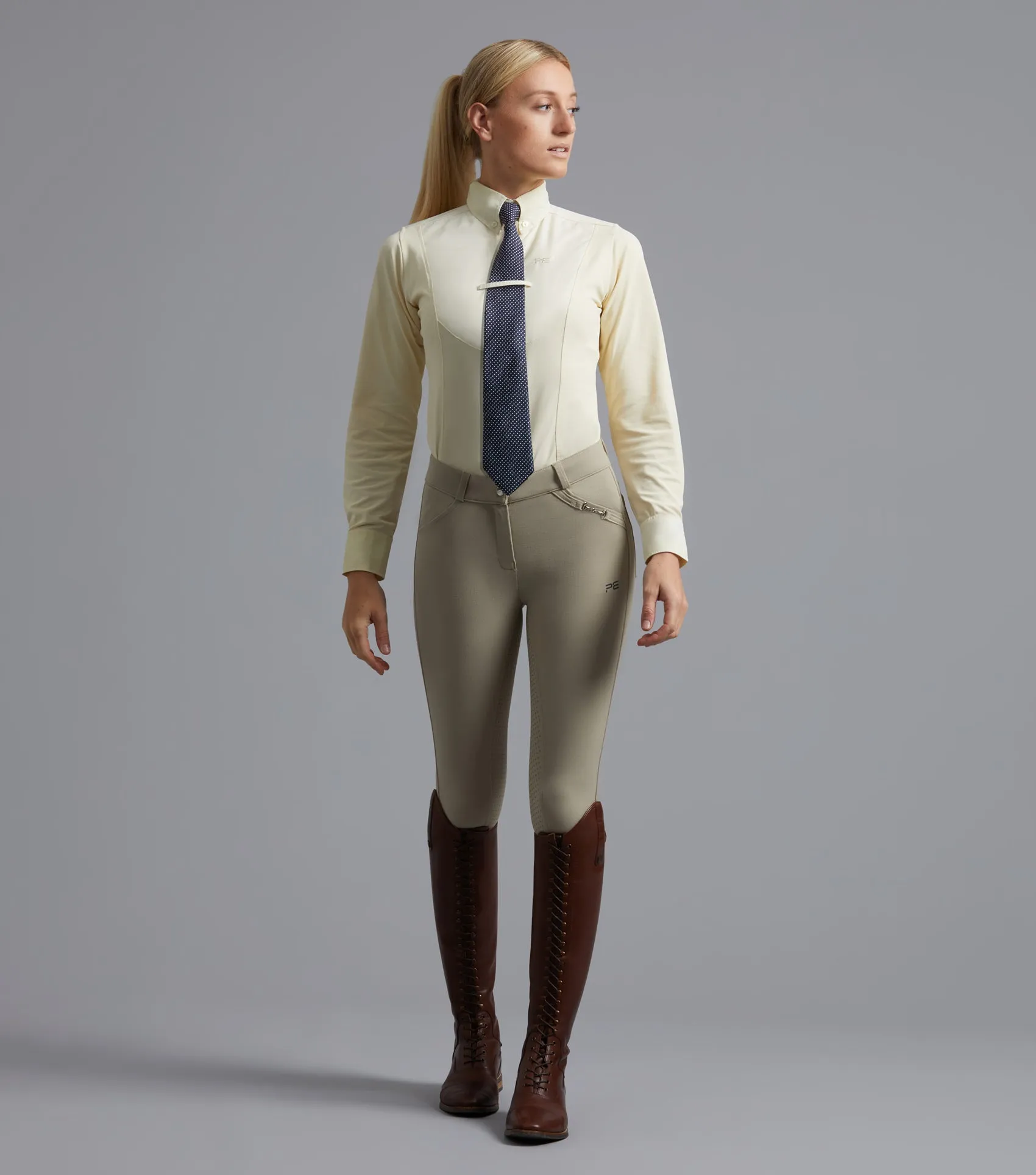 Delta Ladies Full Seat Gel Competition Riding Breeches Beige