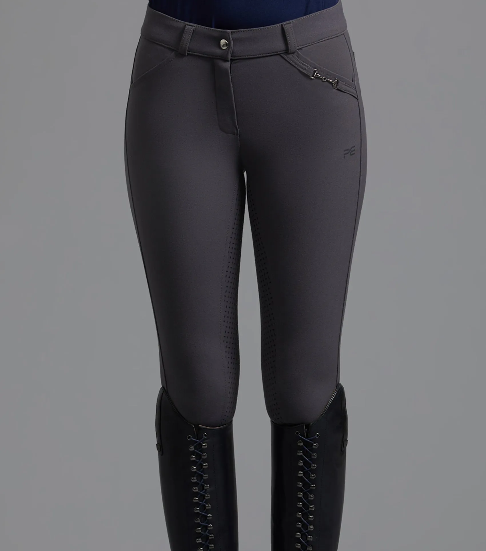 Delta Ladies Full Seat Gel Riding Breeches Anthracite