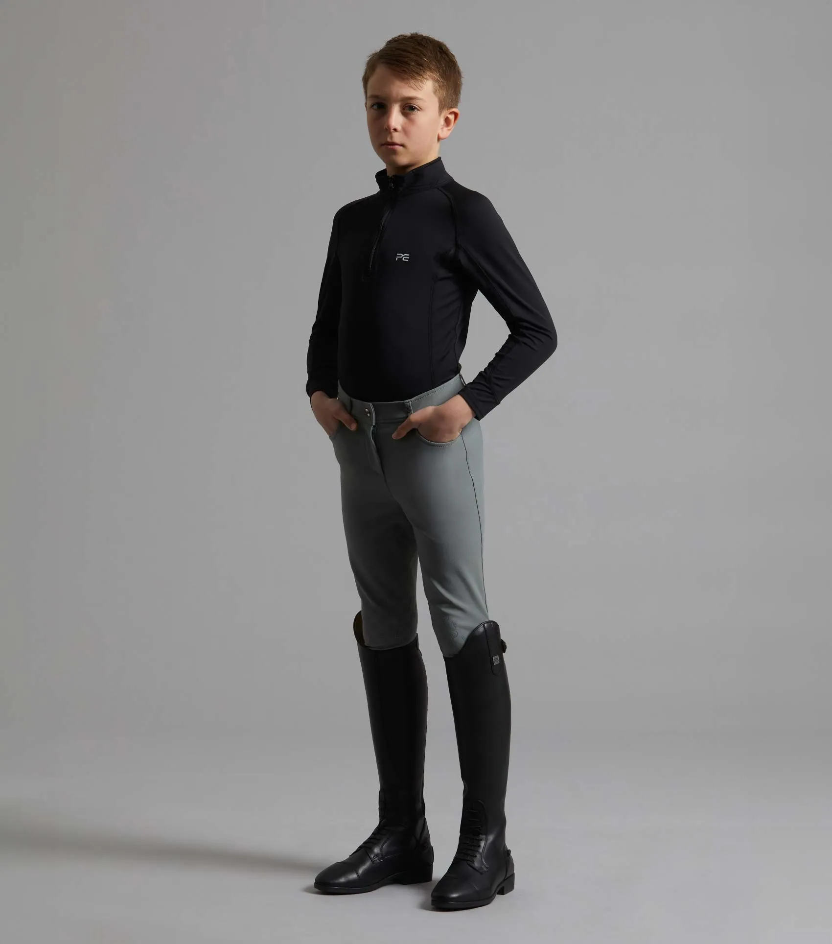 Derby Boys Riding Breeches Grey