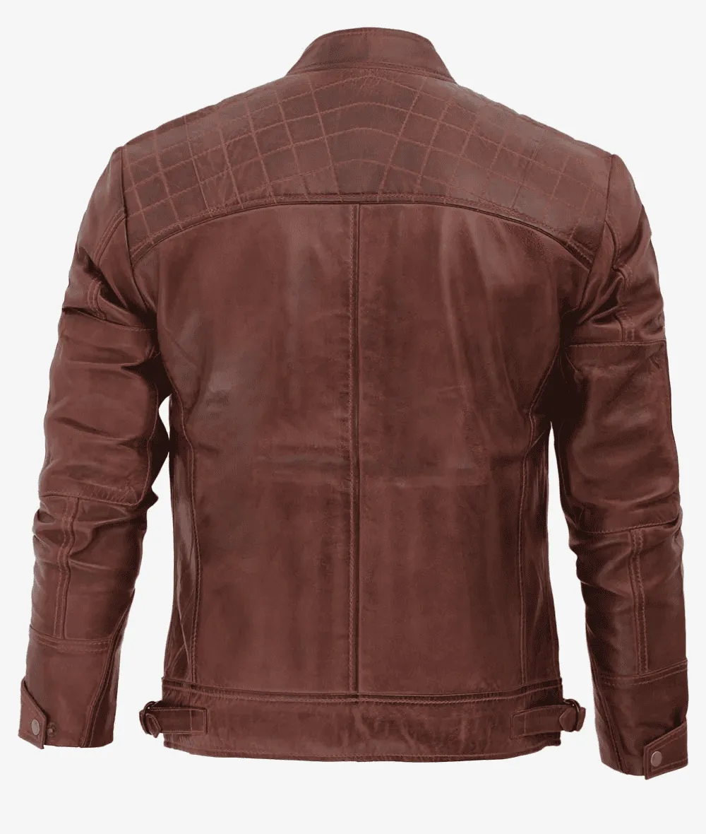 Distressed Brown Motorcycle Leather Jacket