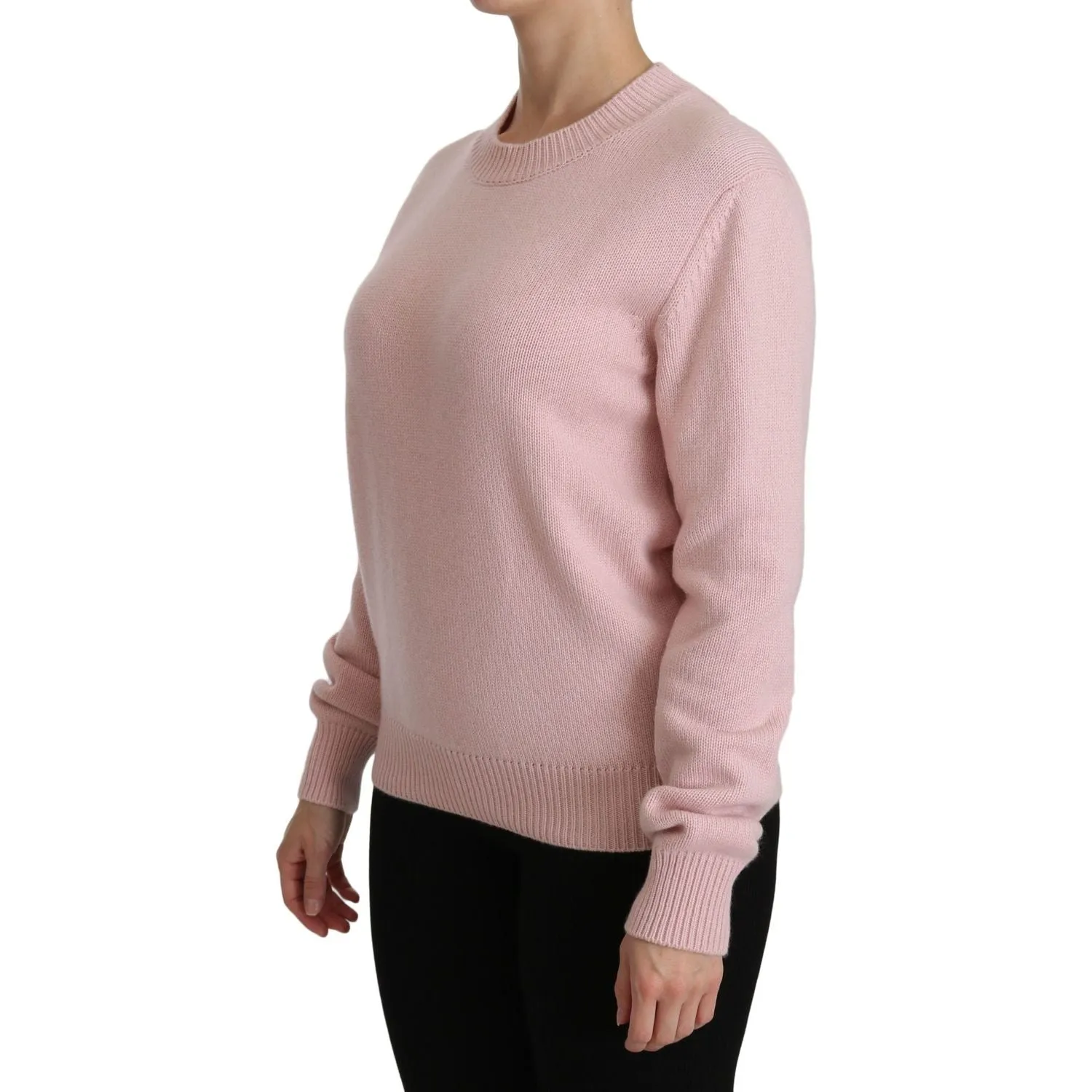 Dolce & Gabbana Cashmere-Blend Pink Crew Neck Sweater