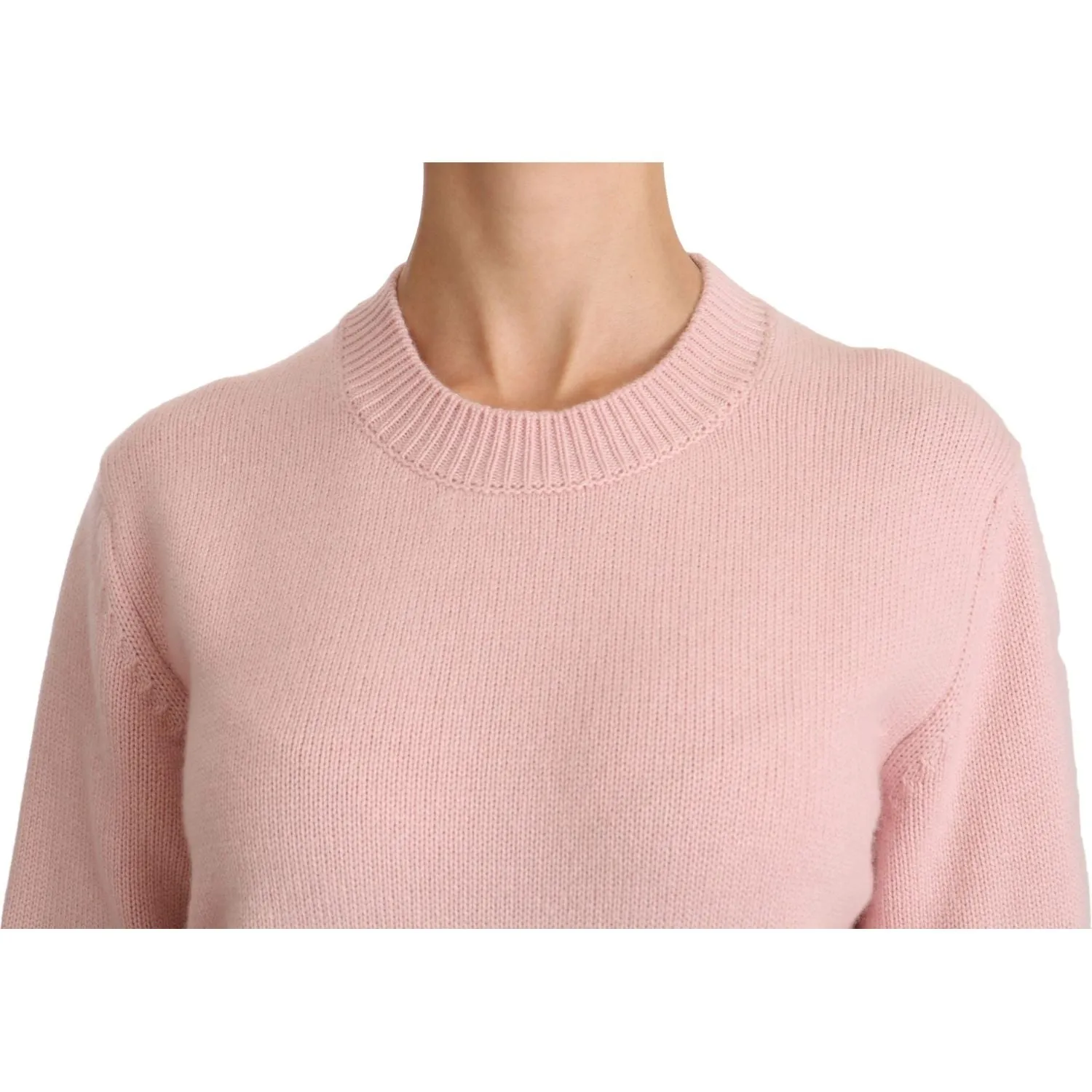 Dolce & Gabbana Cashmere-Blend Pink Crew Neck Sweater