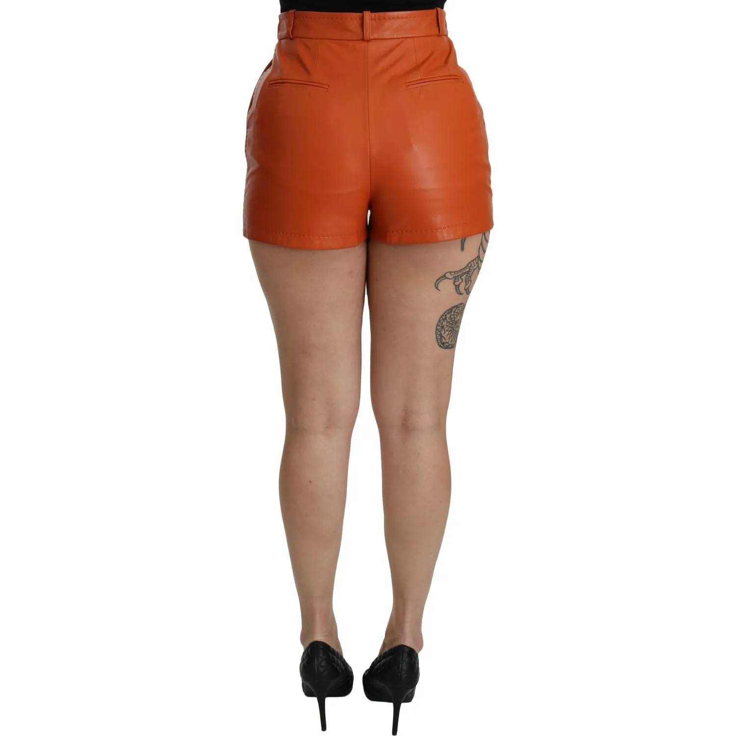 Dolce & Gabbana Chic Orange Leather High Waist Hot Pants