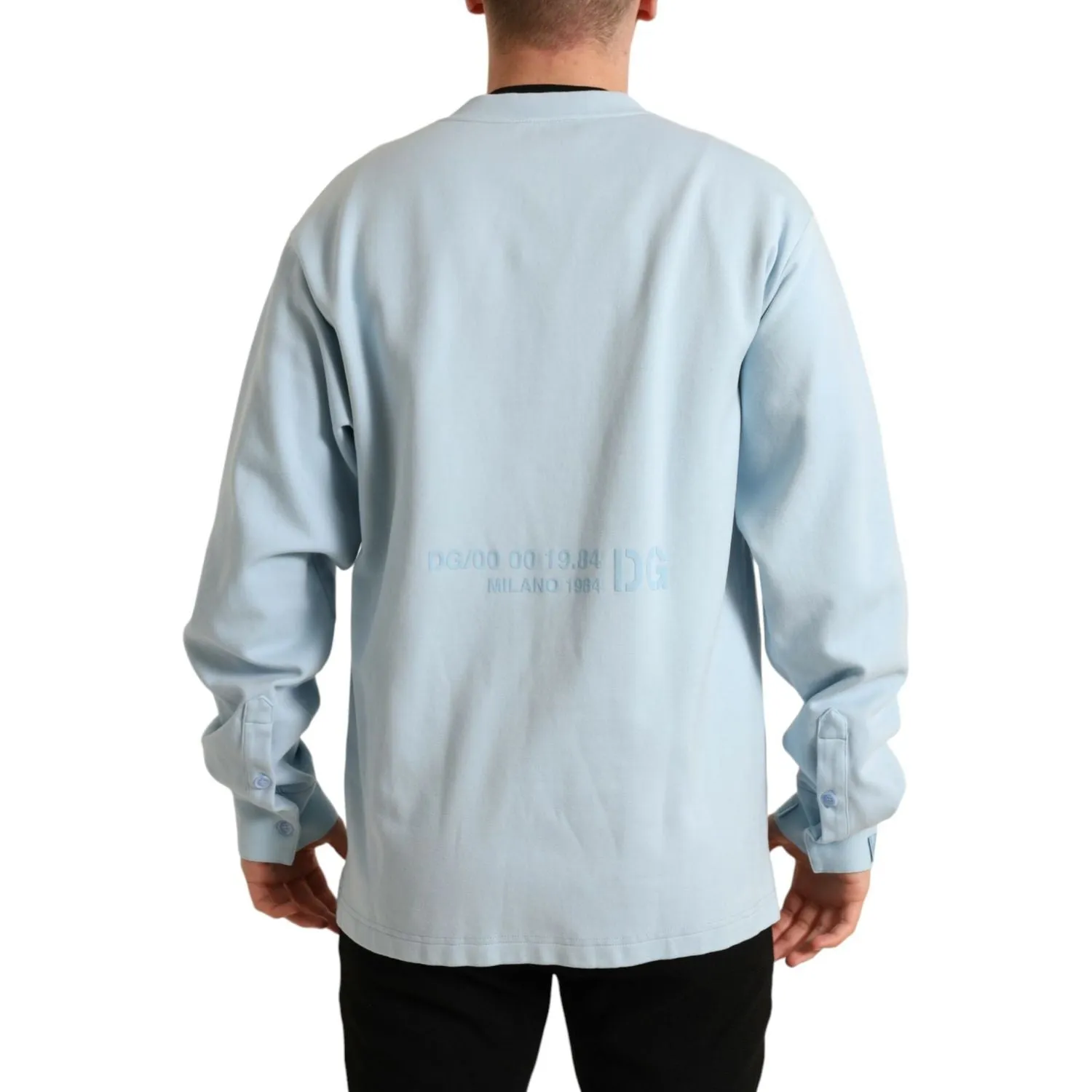 Dolce & Gabbana Elegant Light Blue Cotton Blend Crew Neck Sweater