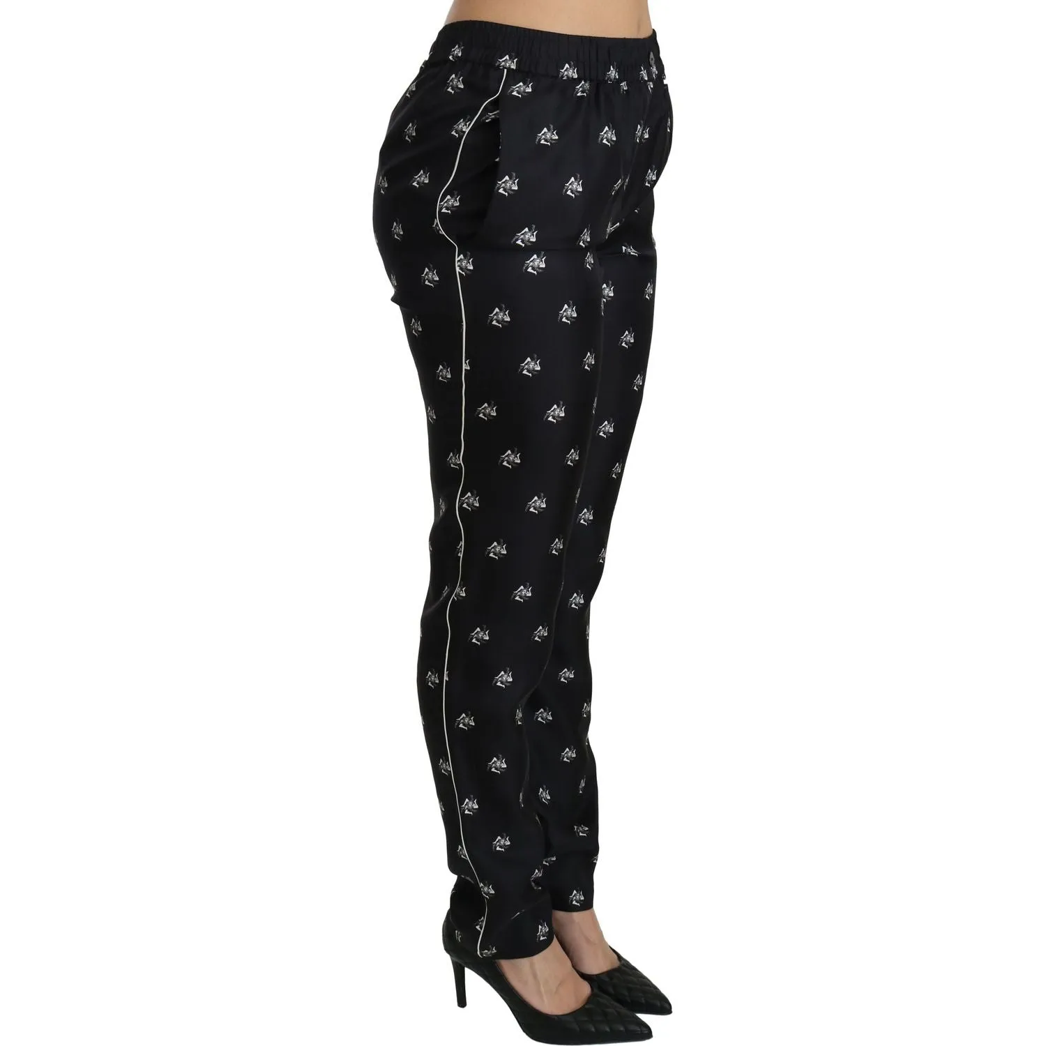 Dolce & Gabbana Elegant Mid Waist Skinny Silk Pants