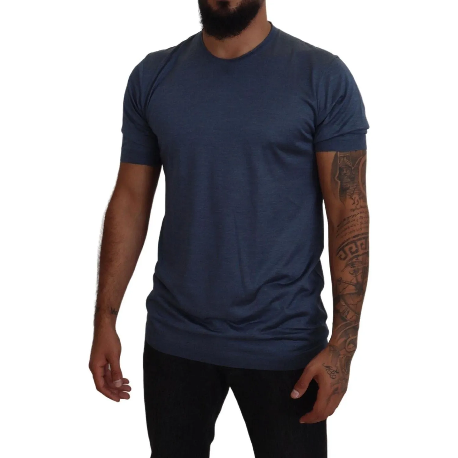 Dolce & Gabbana Elegant Silk Crewneck Blue Tee