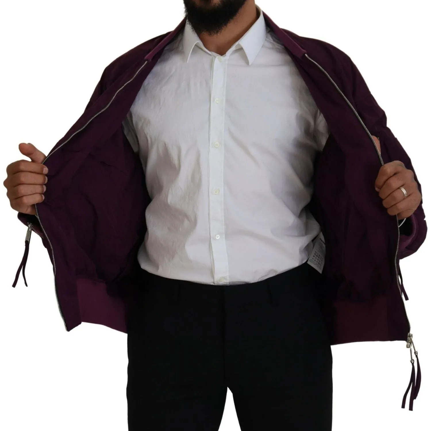 Dsquared² Purple Polyester Full Zipper Bomber Jacket