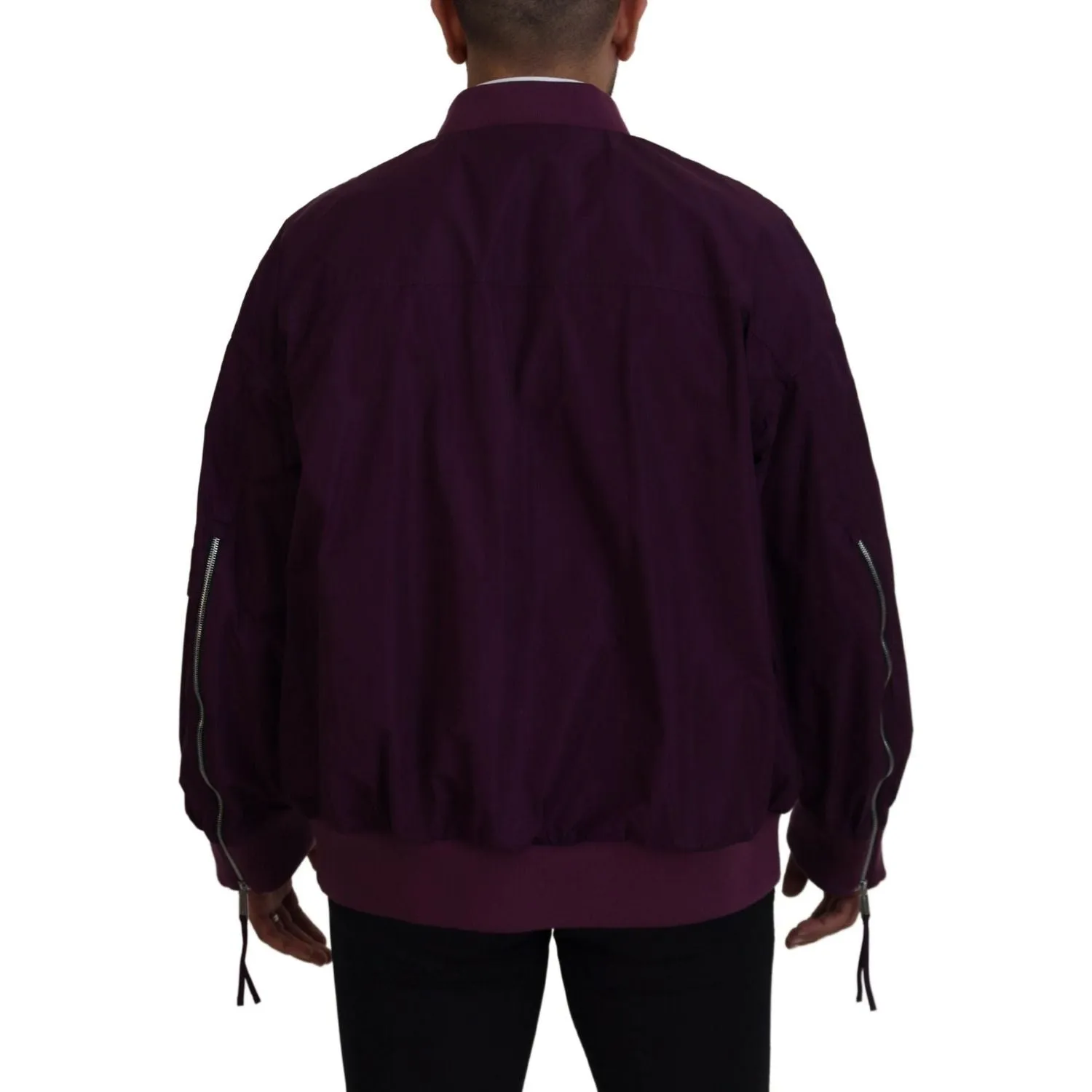 Dsquared² Purple Polyester Full Zipper Bomber Jacket