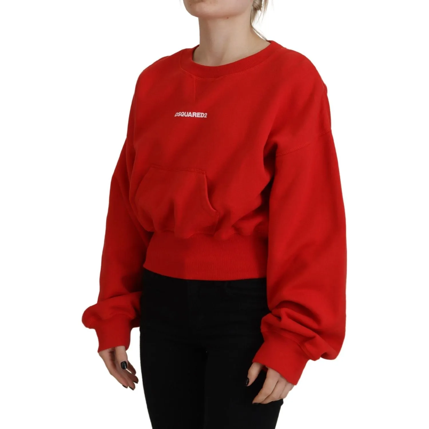 Dsquared² Red Logo Print Women Crew Neck Long Sleeve Sweater