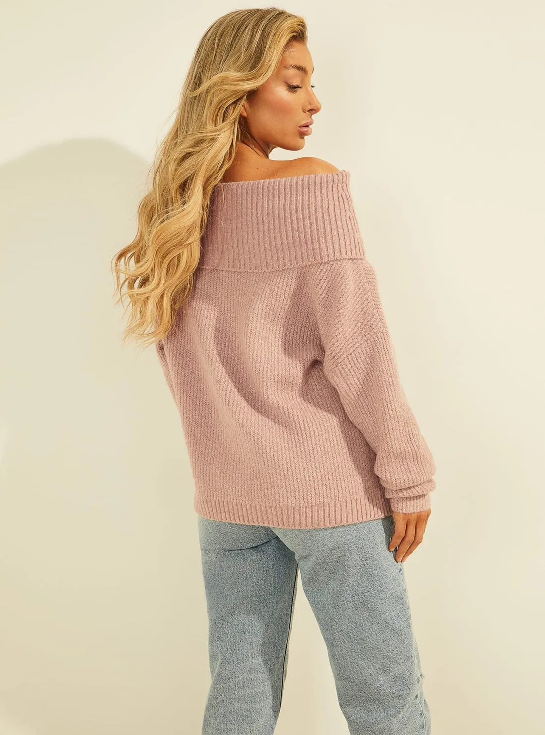 Eco Taupe Gerri Off Shoulder Knit Top