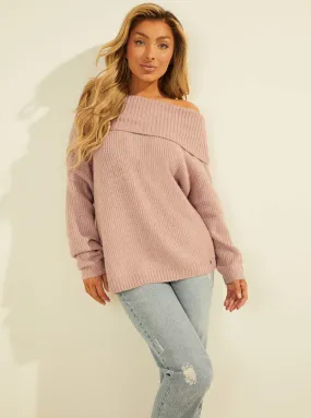 Eco Taupe Gerri Off Shoulder Knit Top