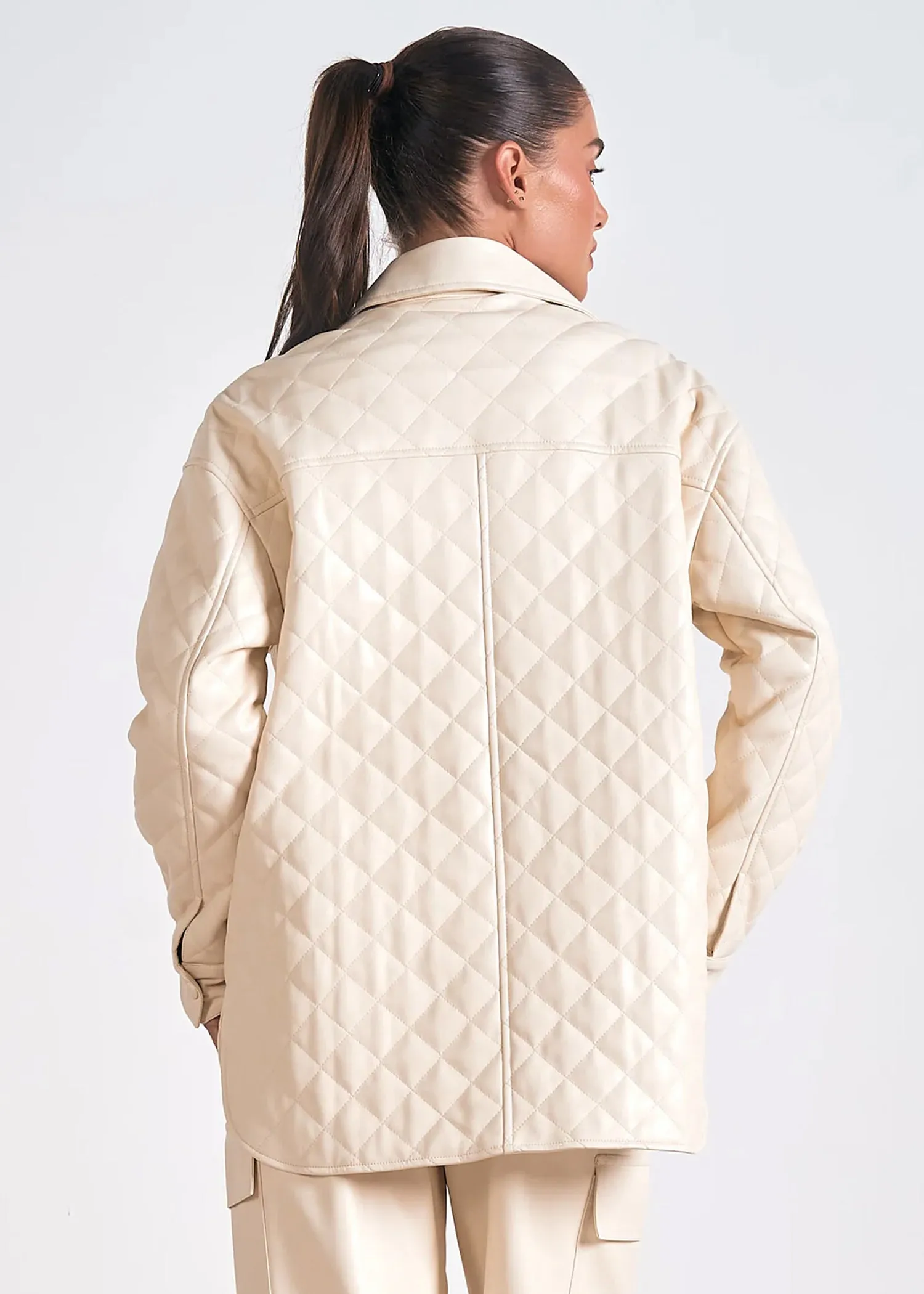 Elan Faux Leather Quilted Jacket - MD