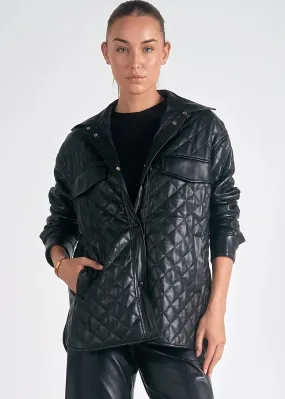 Elan Faux Leather Quilted Jacket - MD