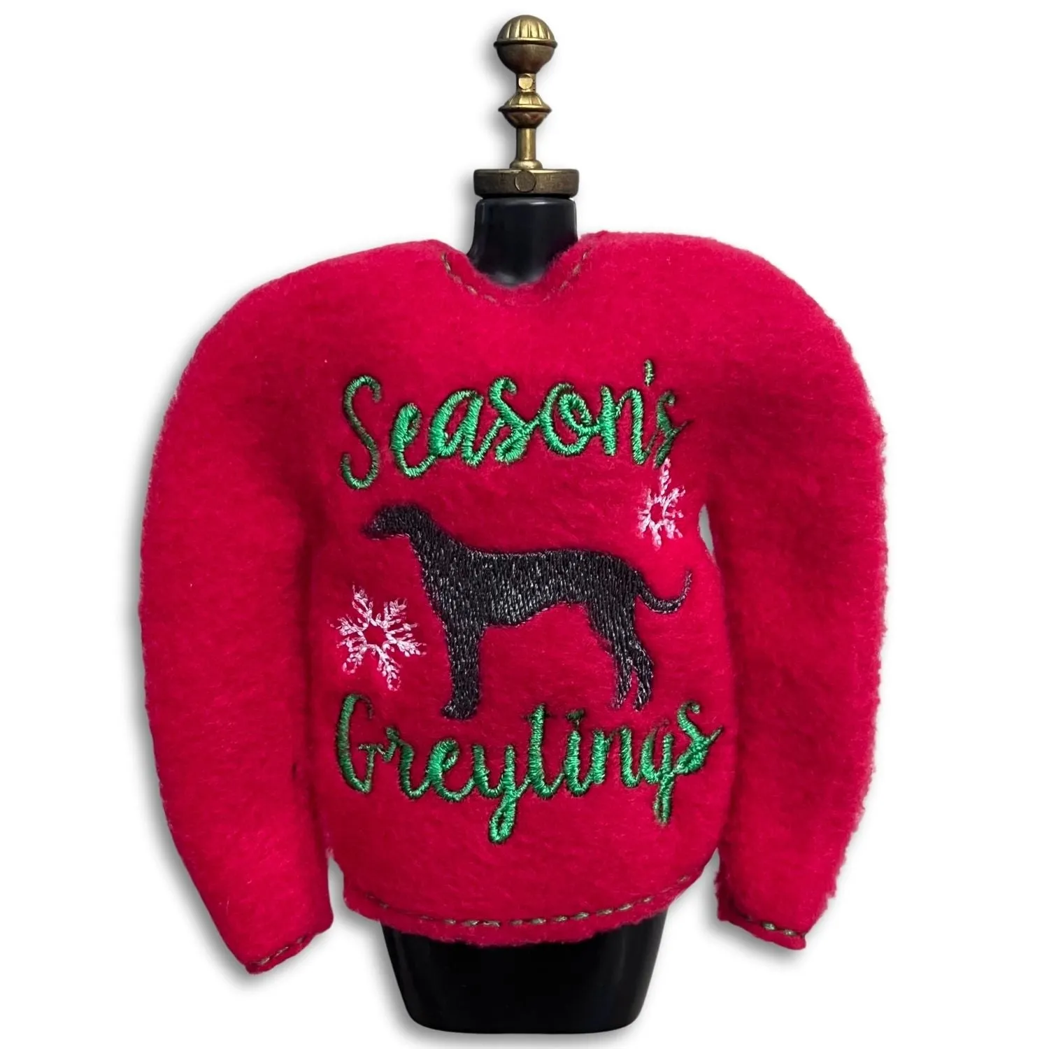 Elf Sweater Season's Greytings Greyhound Red