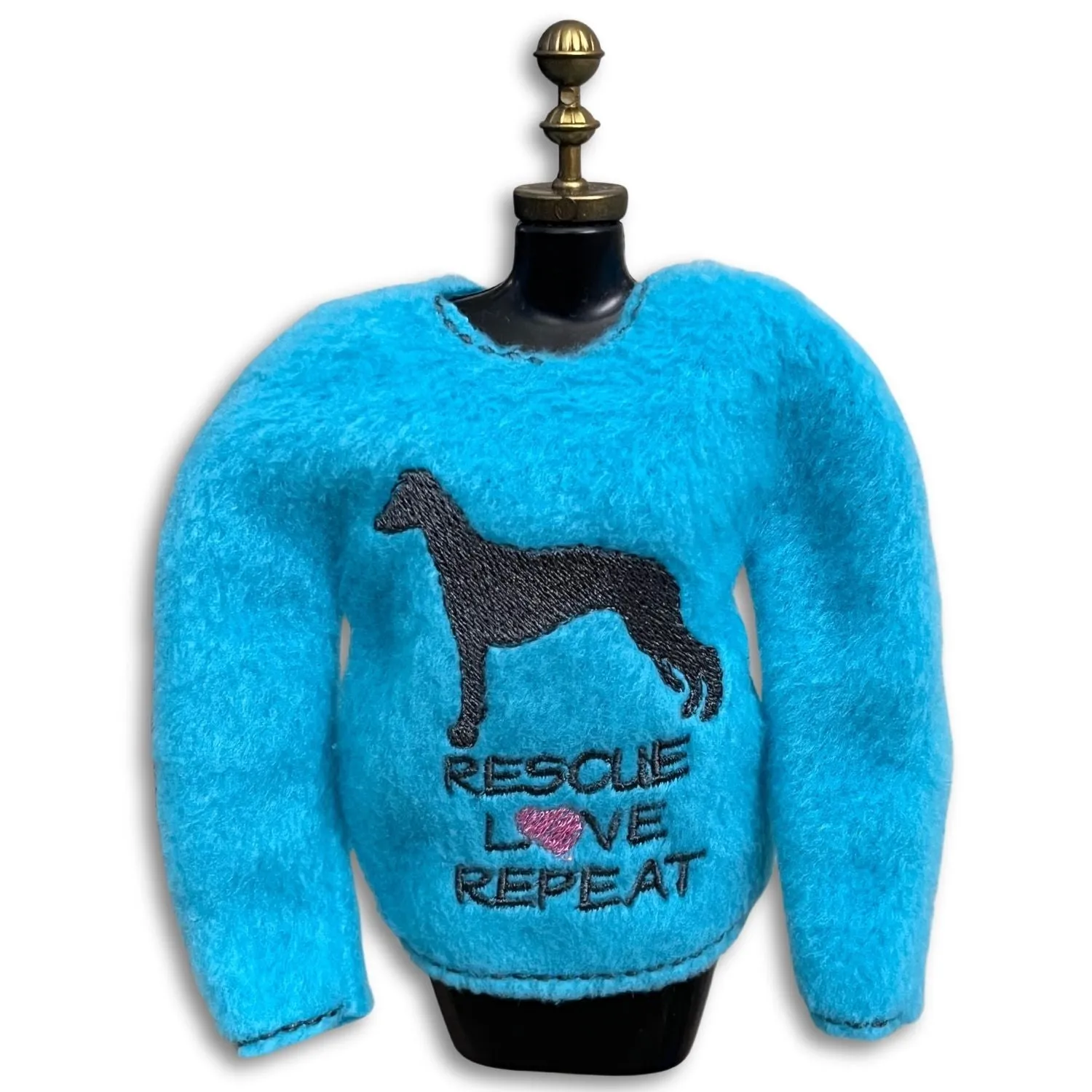 Elf Sweater Whippet Greyhound Rescue Love Repeat Turquoise