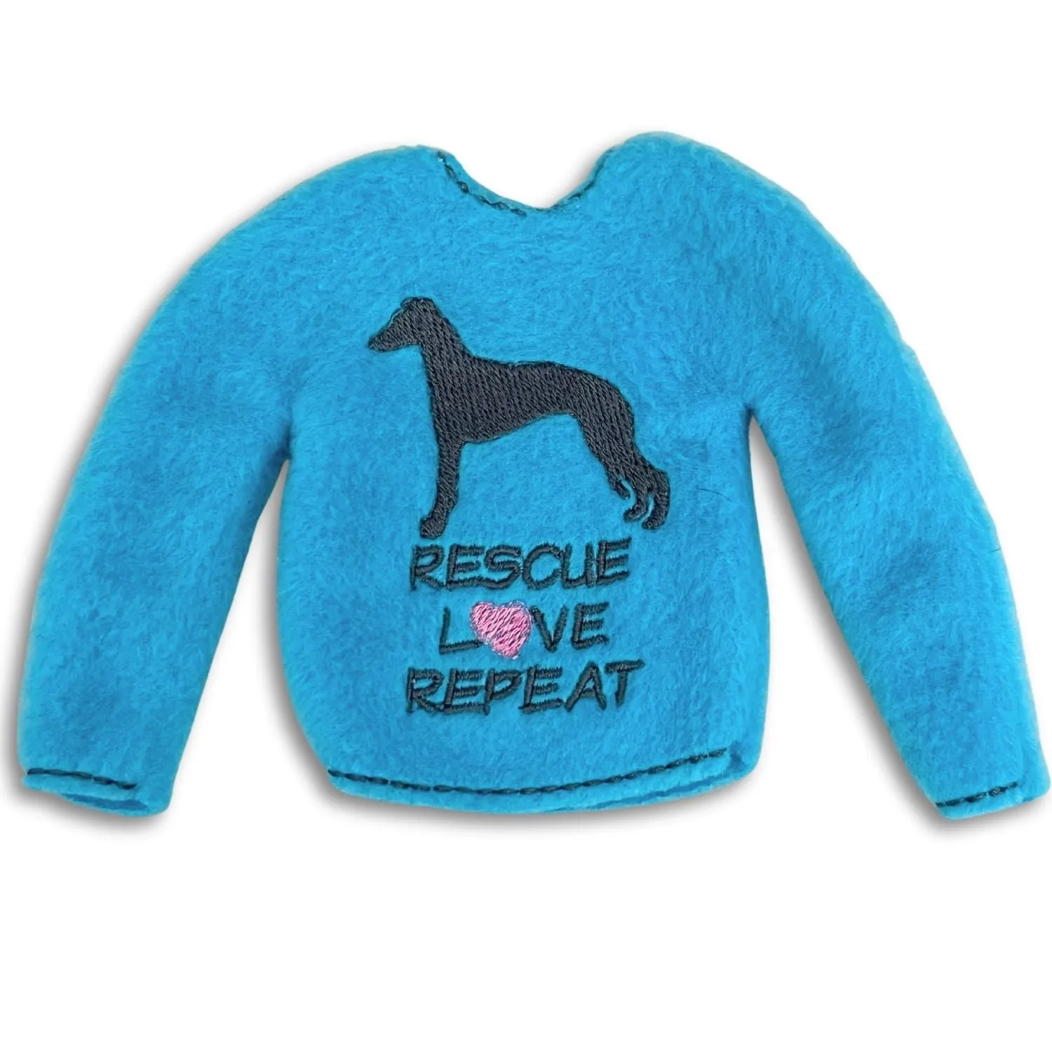 Elf Sweater Whippet Greyhound Rescue Love Repeat Turquoise