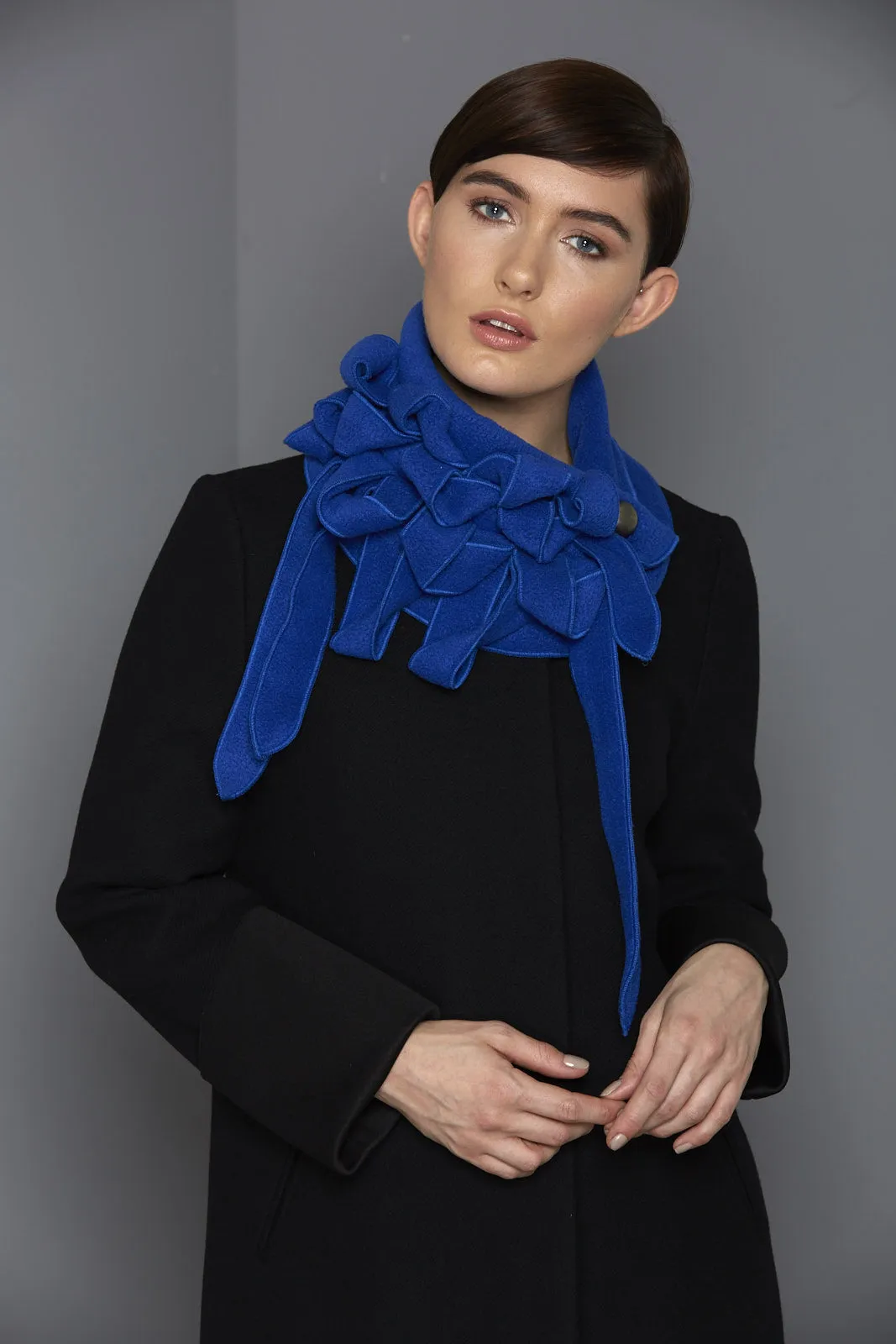 Ellie - Royal Blue Fleece Collar Scarf