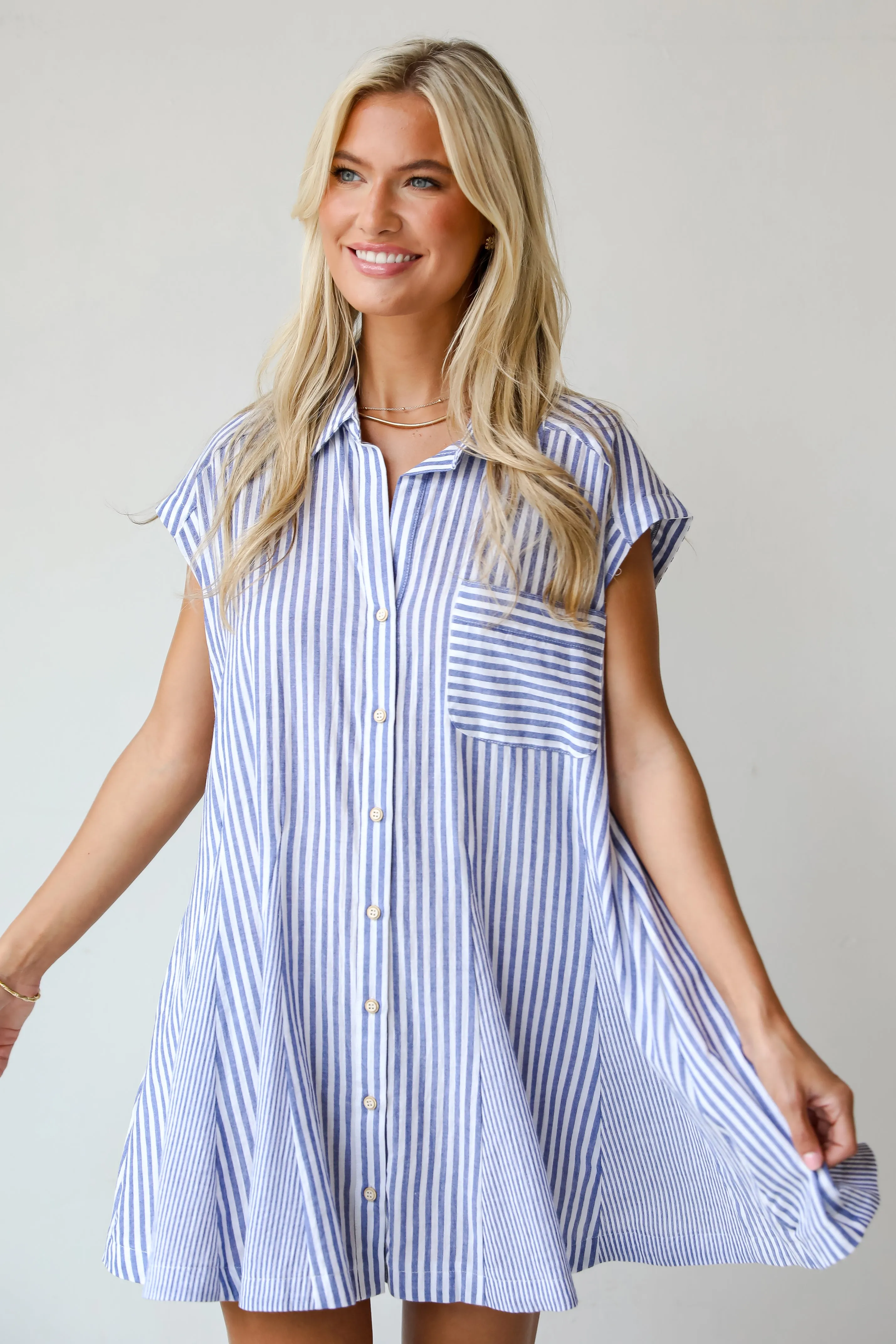 FINAL SALE - Summer Design Denim Striped Mini Dress