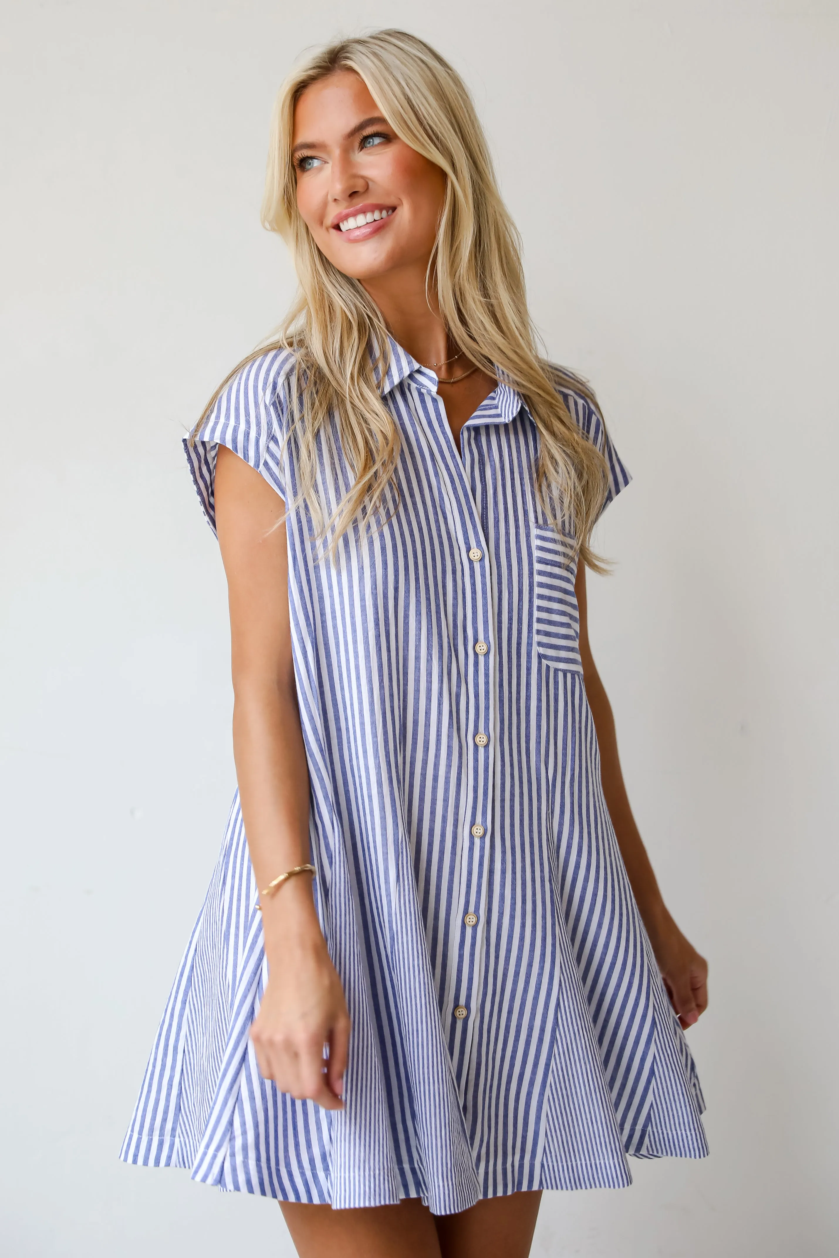 FINAL SALE - Summer Design Denim Striped Mini Dress