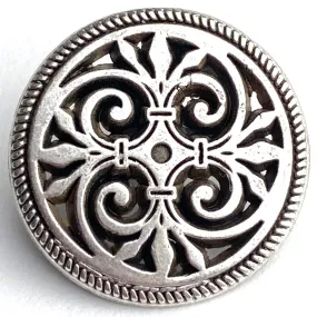 Fleur de Lis Antique Silver 3/4" Shank Back Metal Button 19mm  #FJ-35