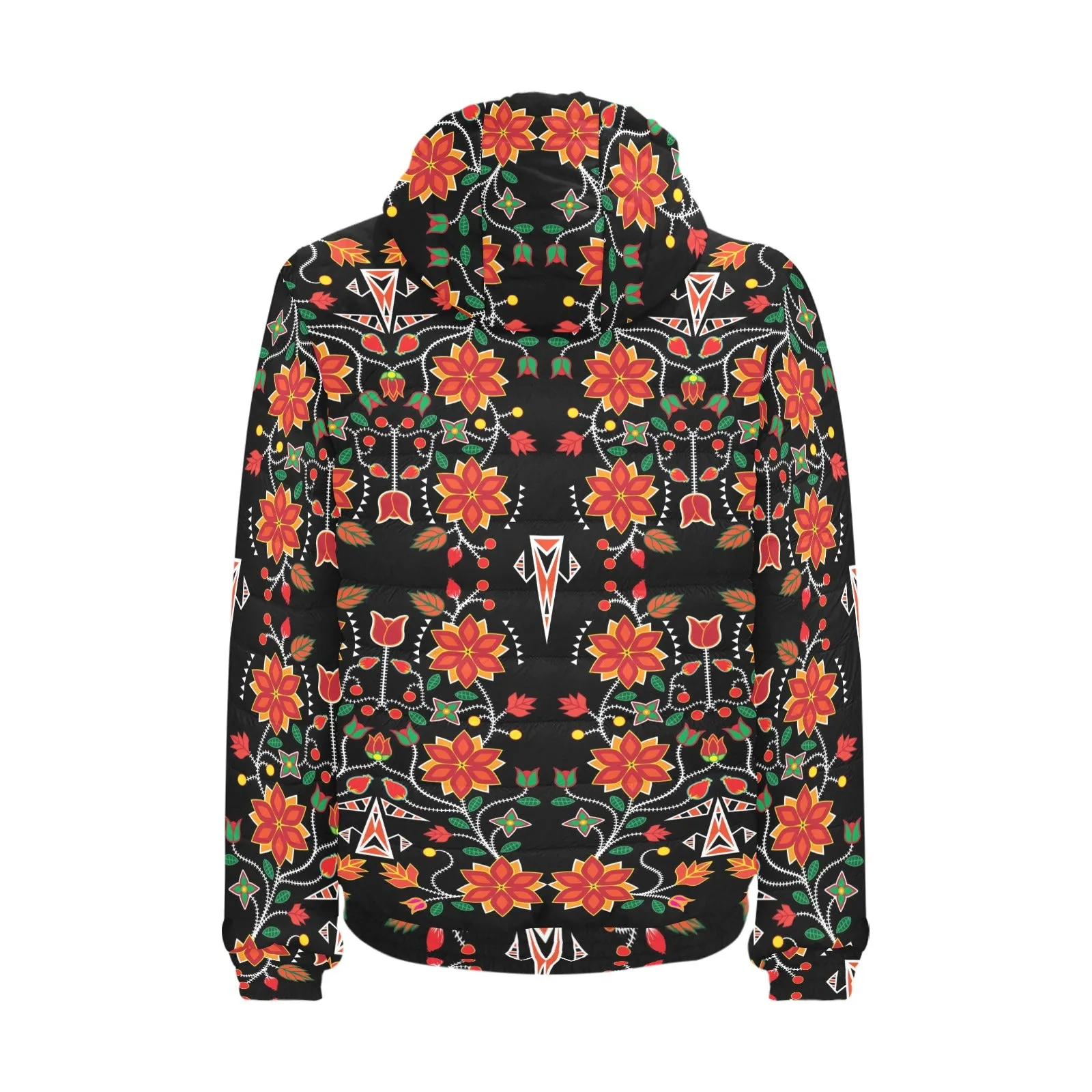 Floral Beadwork Six Bands Men's Padded Hooded Jacket