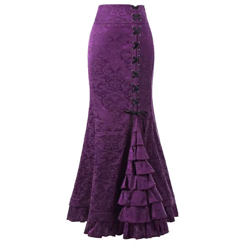 Funki Buys | Skirts | Women's Gothic Vintage Ruffled Long Skirts