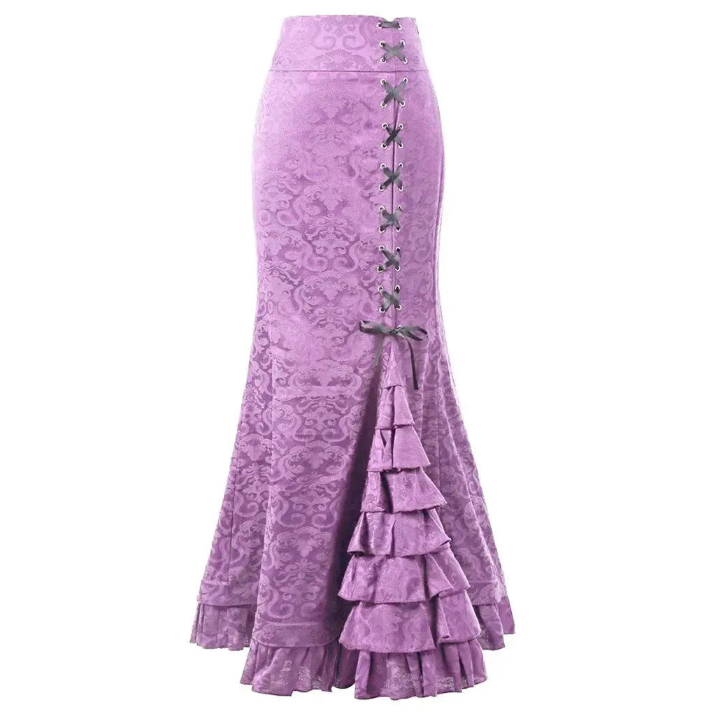 Funki Buys | Skirts | Women's Gothic Vintage Ruffled Long Skirts