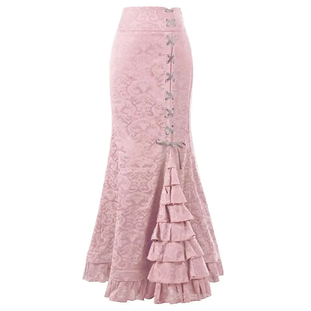 Funki Buys | Skirts | Women's Gothic Vintage Ruffled Long Skirts