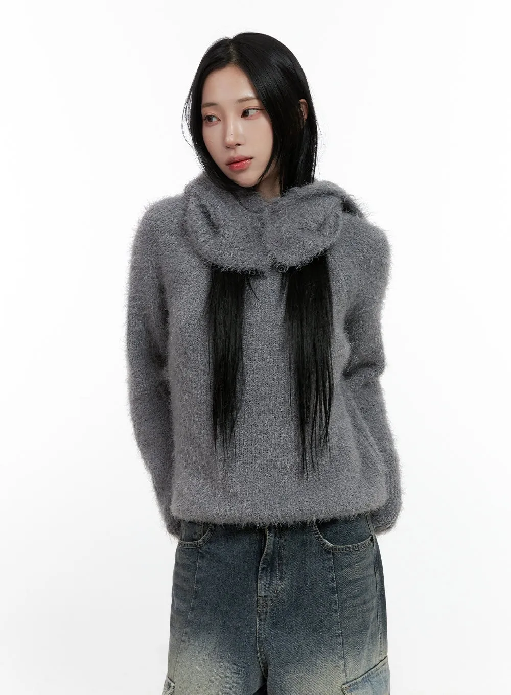 Fuzzy Knit Sweater and Balaclava Set CN407