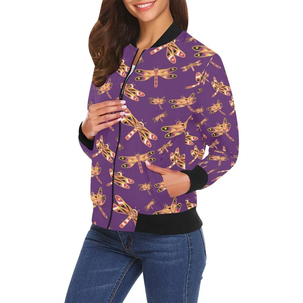 Gathering Yellow Purple Bomber Jacket for Women