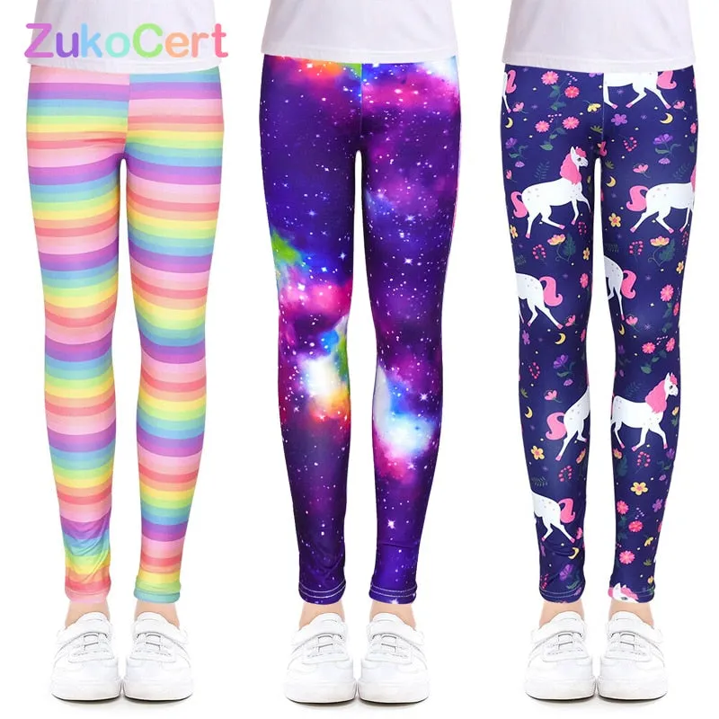 Girls Leggings for Outdoor Travel Clothes Girls Pants Student Casual Wear Customizable Stylish Computer Printing For 4-13 Years